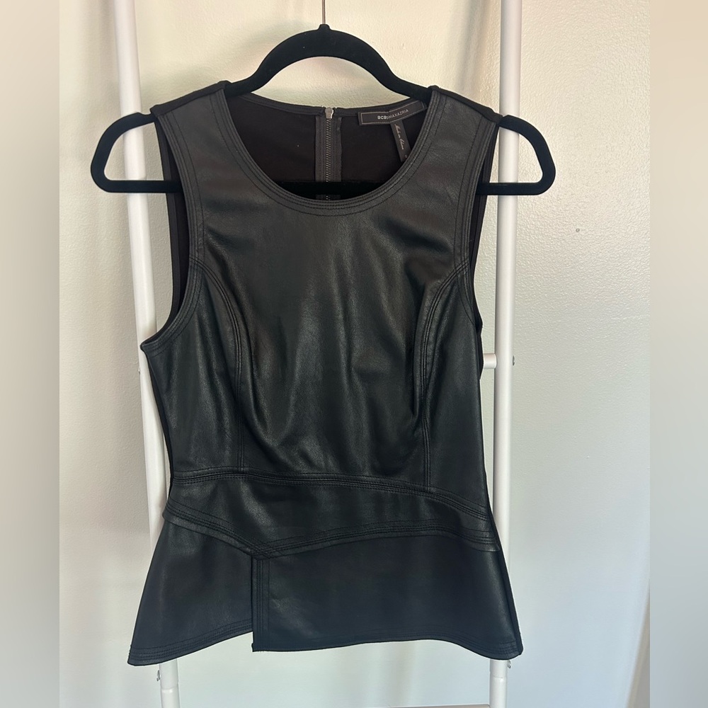 BCBGMaxAzria Black Leather Top